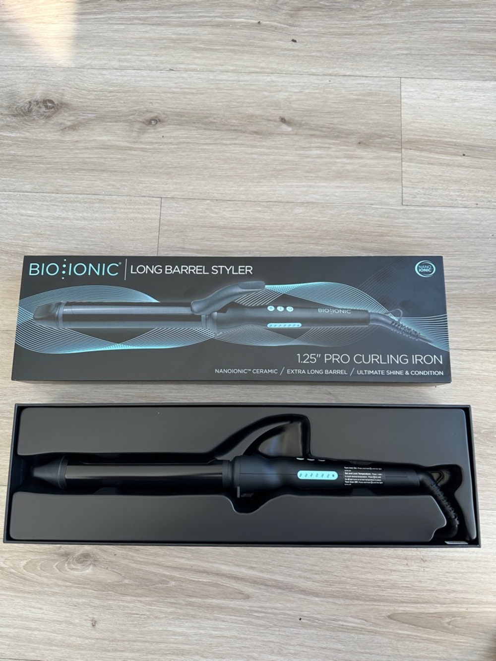 Bio Ionic 1.25" Long Barrel Pro Curling Iron Black with Teal Accents ' NanoIonic - Picture 12 of 12